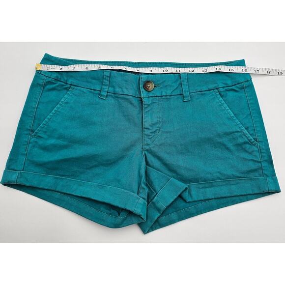 2 Pair American Eagle Women's Size 6 Teal and Pink Cuffed Stretch Shorts - Picture 3 of 15